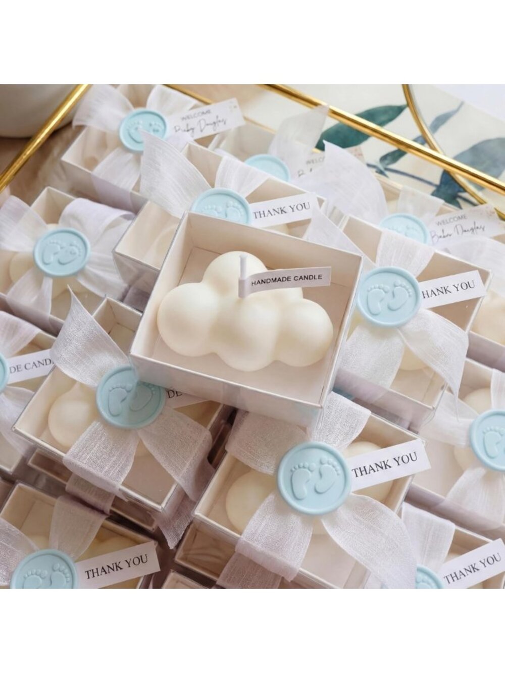 Elegant Cloud Tealight Candles - 24 Sets for Party Favors & Home Decor